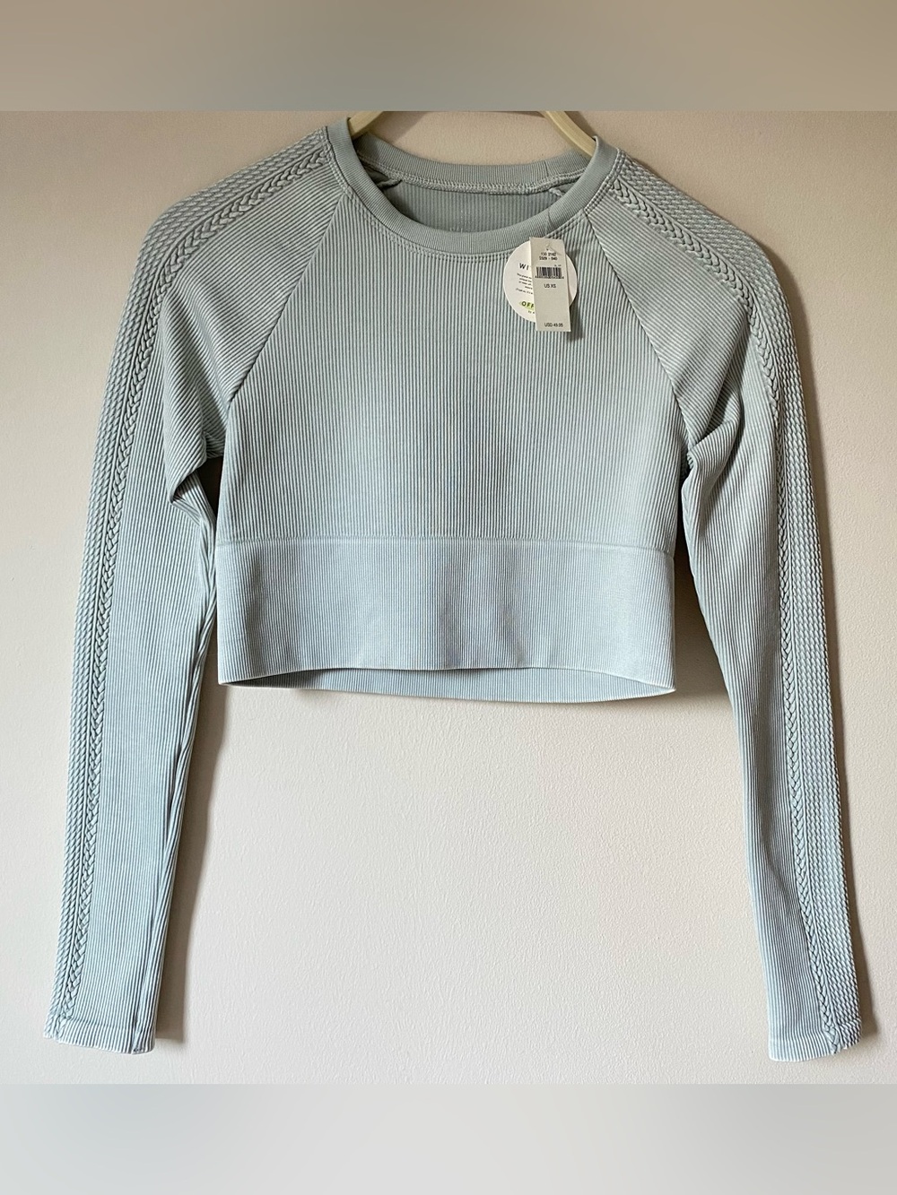 OFFLINE by Aerie Seamless Cable Sleeve Crop Top Size XS NWT Mint